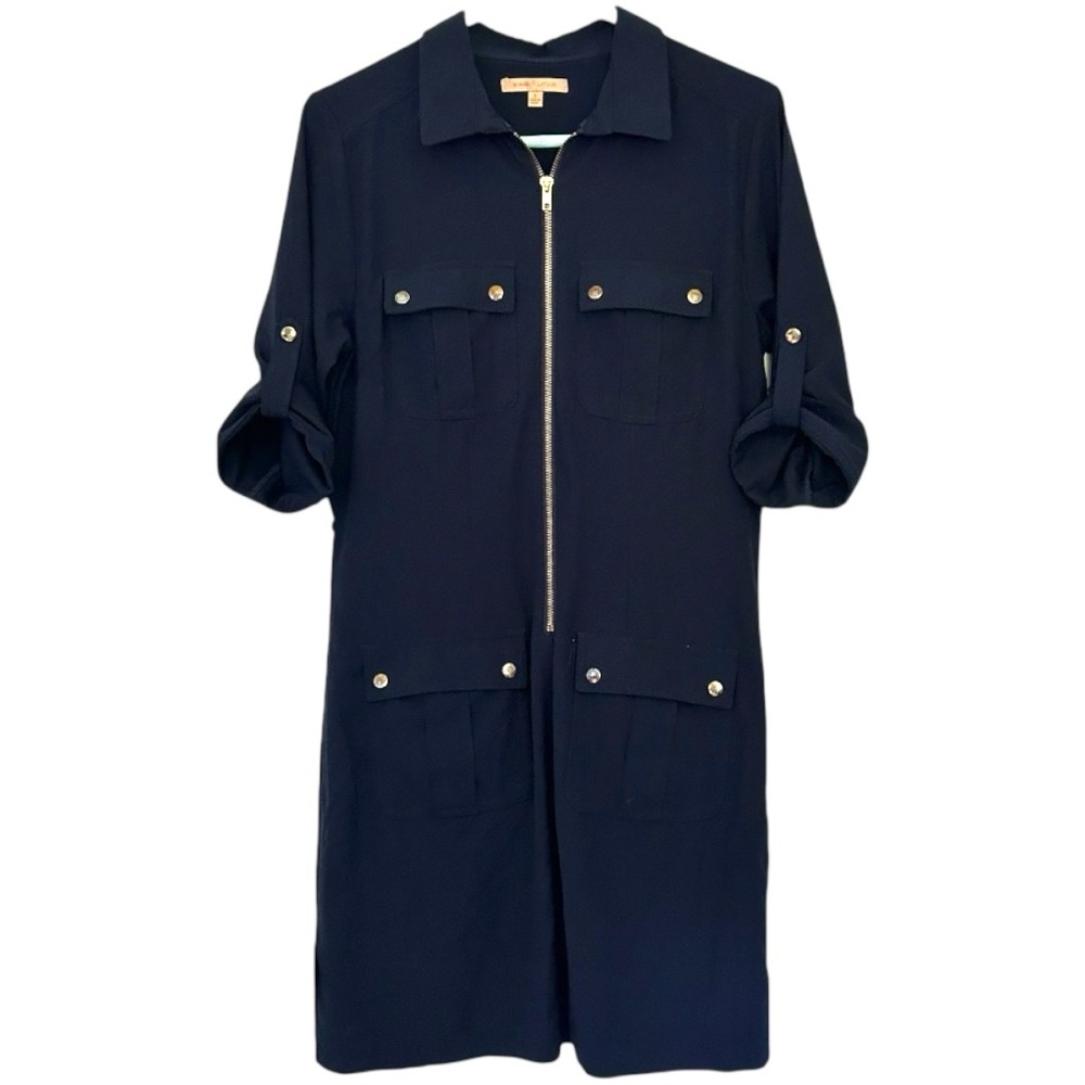 Gibson Latimer Women’s Navy Zip-Up Shirt Dress Sz S